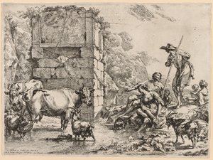 A vaca bebendo de Nicolaes Berchem
