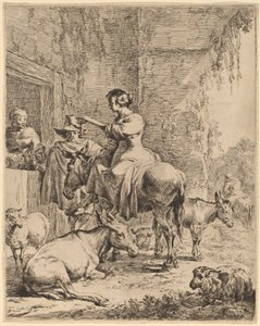 O Descanso antes da Pousada. de Nicolaes Berchem