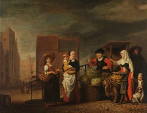 Mercado de vegetais de Nicolaes Maes