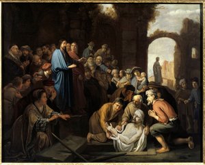 Ressurreição de Lázaro. Quadro de Nicolaes Cornelisz Moyaert de Nicolaes Moeyaert