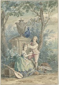 Casal elegante num parque de Nicolaes Muys
