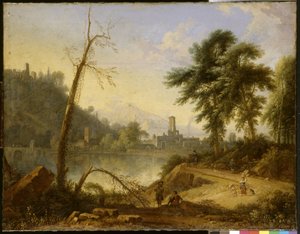Paisagem italiana com condutor de mula de Nicolaes Piemont