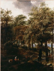 Uma estrada através da floresta de Nicolaes Pietersz. Berchem