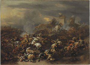 Alexandre le Grand (356-323 av. JC) combattant Porus (ou Poros) d