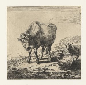 Vaca e duas ovelhas
Vacas (título da série) de Nicolaes Pietersz Berchem