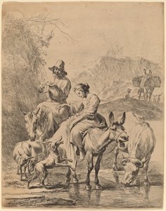 Pastora em um burro de Nicolaes Pietersz Berchem