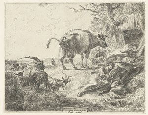 Família de pastores adormecidos e gado em repouso de Nicolaes Pietersz Berchem