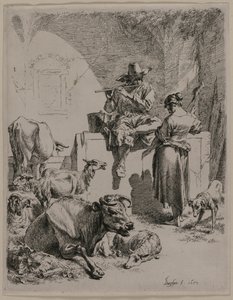 O Pastor Piping, 1652. de Nicolaes Pietersz. Berchem