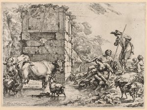 O lugar molhando. de Nicolaes Pietersz. Berchem