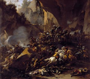 Viajantes atacados por assaltantes de Nicolaes Pietersz Berchem