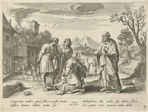 Elisa ajuda uma viúva pobre História de Elisa (título da série) de Nicolaes Ryckmans