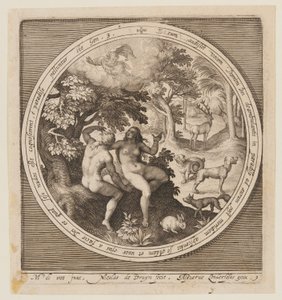 Adão e Eva escondidos do Senhor, desde a criação até à expulsão do Paraíso de Nicolaes de Bruyn