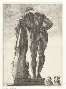 Hercules Farnese
Hércules Victor (título sobre o objecto)
Três estátuas antigas em Roma depois de Goltzius (título da série) de Nicolaes de Bruyn