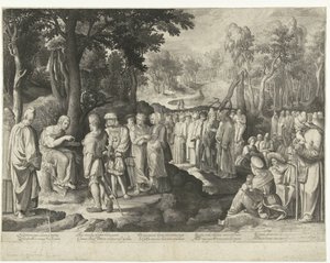 João Batista prega à multidão de Nicolaes de Bruyn