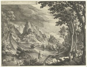 Moisés é abordado por Deus no Monte Horeb de Nicolaes de Bruyn
