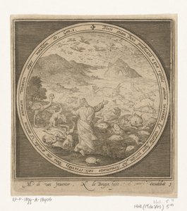 Quinto dia da criação: Deus cria peixes e pássaros Da Criação à Expulsão do Paraíso (título da série) de Nicolaes de Bruyn