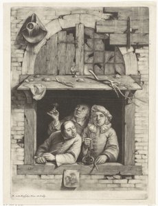 Três fumantes em uma janela de Nicolaes van Haeften