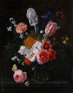 Um buquê de flores em um vaso de cristal, 1662.