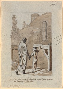 Amor abre a passagem para um poeta no templo de Lafontaine de Nicolai Abildgaard