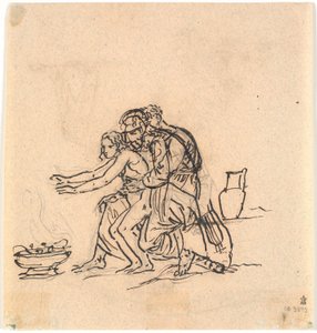 Anacreon e Amaryllis aquecendo as mãos sobre uma bacia de Nicolai Abildgaard