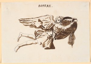 Bóreas. Projecto de alívio na torre dos ventos em Pamphilus e Davus em conversa de Nicolai Abildgaard