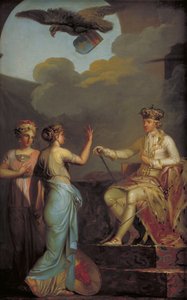Christian VII Unindo o Ducal com a parte real de Holstein em 1773 de Nicolai Abildgaard
