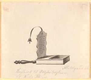 Um klingbeutel, destinado (e usado?) para a vinheta no convite de assinatura para a tradução Niels-Klim de Baggesen de Nicolai Abildgaard