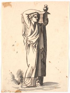 Uma figura feminina carregando um lençol no ombro esquerdo de Nicolai Abildgaard