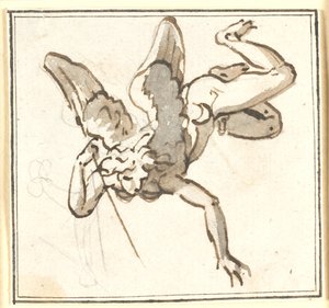 Um cupido pairando com flecha na mão de Nicolai Abildgaard