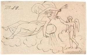 Eros e uma mulher flutuante de Nicolai Abildgaard