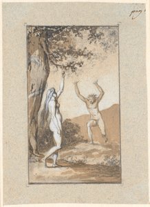 Eva arranca da Árvore do Conhecimento de Nicolai Abildgaard