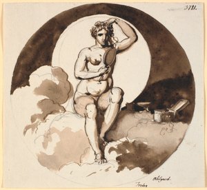 Sexta-feira. Vênus sentada com espelho e porta-joias de Nicolai Abildgaard