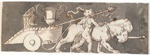 Friso com menino pela carruagem de Baco e Marte (ou Plutão) puxado por leões de Nicolai Abildgaard