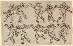 Friso com duas fileiras de cupidos dançantes de Nicolai Abildgaard