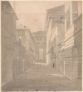 Rua em uma cidade antiga. Estudo de perspectiva para a pintura "Simo confia em Sosia" de Nicolai Abildgaard