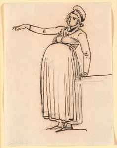 Caricatura de uma mulher fértil com o braço direito estendido de Nicolai Abildgaard