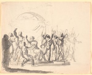 Composição com rei sentado cercado por figuras nuas de Nicolai Abildgaard
