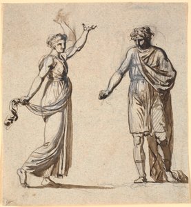 Homem e mulher em trajes antigos de Nicolai Abildgaard