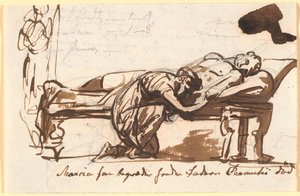 Márcia lamentando a morte de seu pai Cremetius de Nicolai Abildgaard