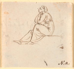 Figura feminina sentada de perfil à esquerda de Nicolai Abildgaard