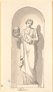 Thalia como uma estátua em um nicho de Nicolai Abildgaard