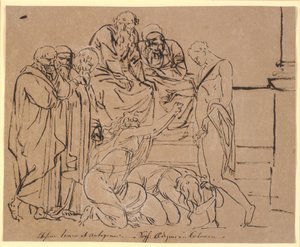 Teseu é implorado por Ismene e Antígona. Depois de Sófocles de Nicolai Abildgaard