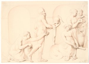 Ulisses que descobre Aquiles entre as filhas de Licomedes de Nicolai Abildgaard