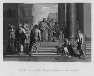 O Homem Coxo curado por Pedro e João, Atos III, 6 (gravura)