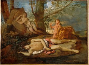 Eco e Narciso ... de Nicolas (attr.to) Poussin