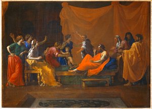 Moise enfant foulant aux pieds la couronne de Pharaon - O bebé Moisés pisoteia a coroa do Faraó ... de Nicolas (attr.to) Poussin