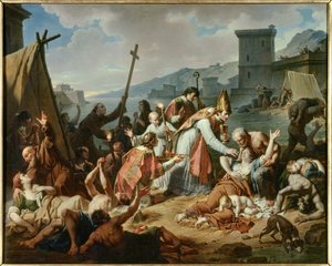 Devoção de Monsenhor de Belsunce durante a praga de 1720 em Marselha. Pintura de Nicolas Monsiau (1754-1837)
