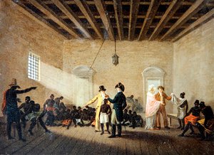 Um Interior com Comerciantes de Escravos (óleo sobre tela) de Nicolas Antoine Taunay