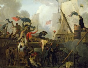 Heroísmo da tripulação do &39;Le Vengeur du Peuple&39; na Batalha de Ouessant, 1º de junho de 1794 de Nicolas Antoine Taunay