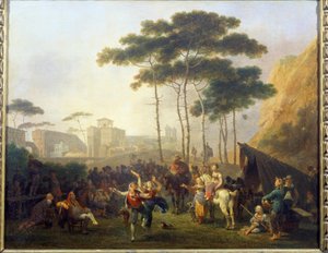 Village Dance Painting de Nicolas Taunay (1755-1830) Reims do século XIX, Musee des Beaux Arts de Nicolas Antoine Taunay